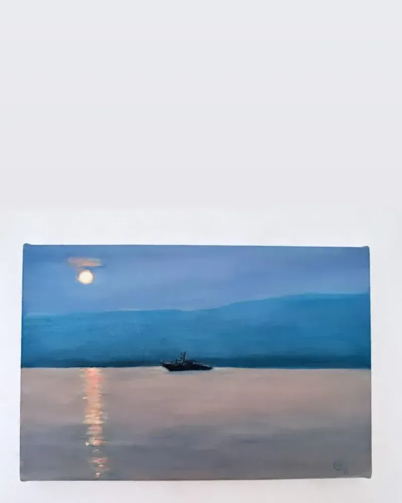 Картина маслом «Где-то вдали» — голубое море