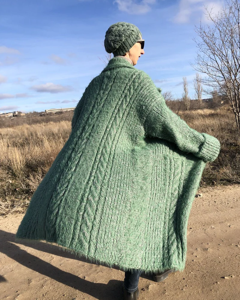 Зелёный Кардиган женский — Кардиган пальто