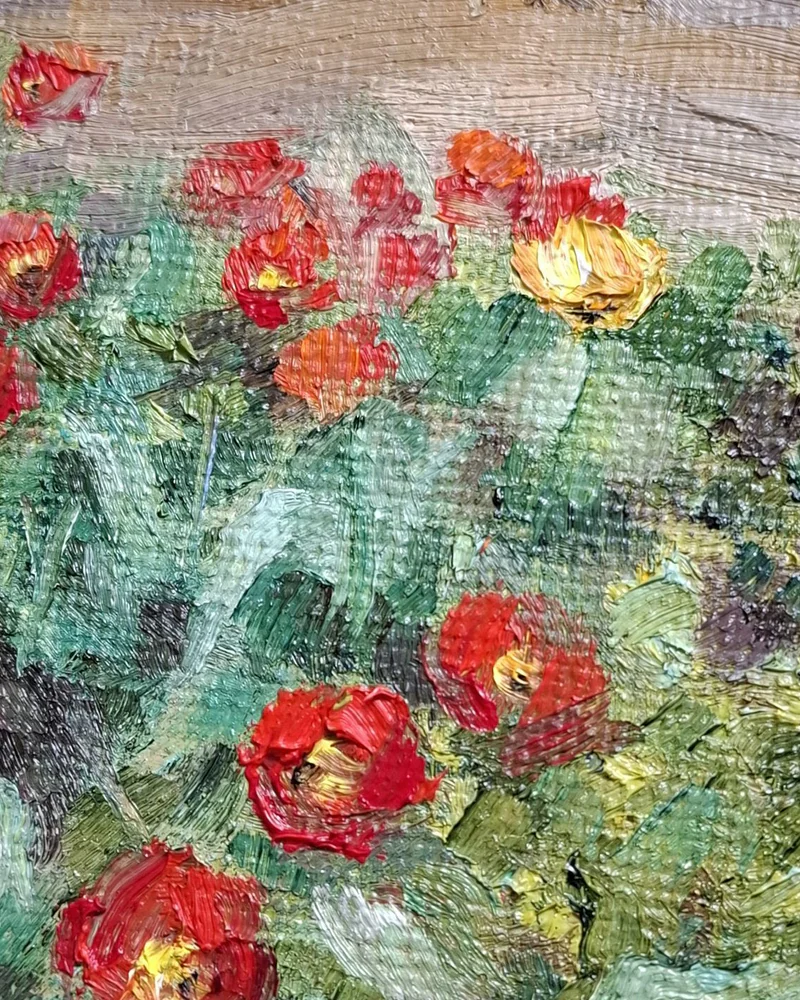Клумба. Картина маслом