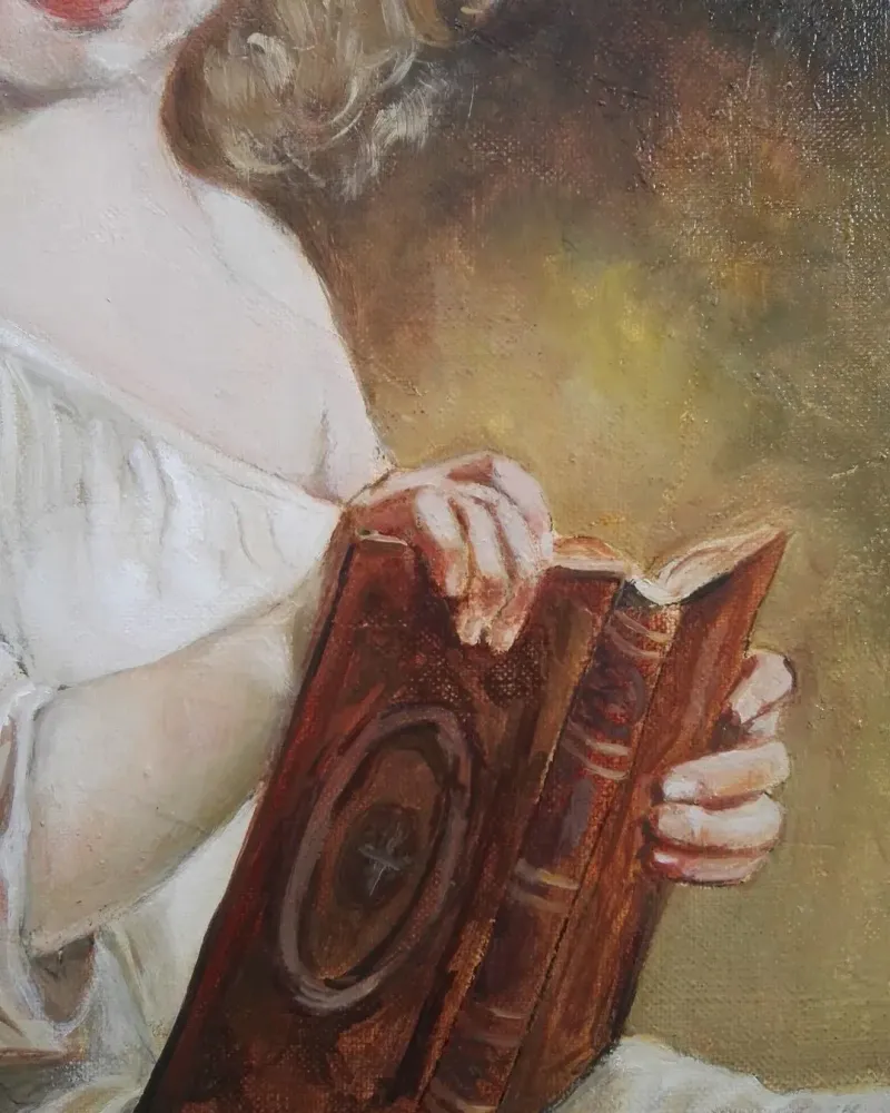 Девочка с книгой. Картина маслом 30×35 см — 30×35 см