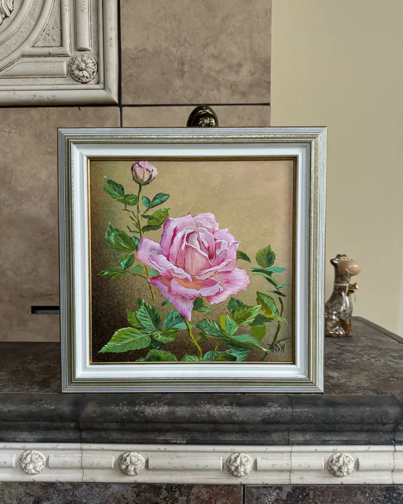 Картина маслом Цветы Роза 31×31 см — Оригинал