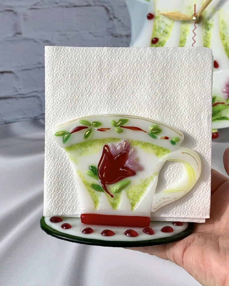 Салфетница стекло фьюзинг Сочный гранат