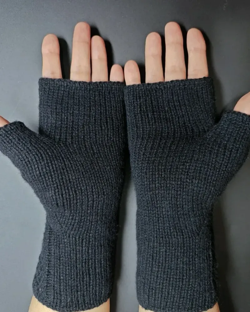 Ажурные митенки из мериноса — Чёрные — Чёрные