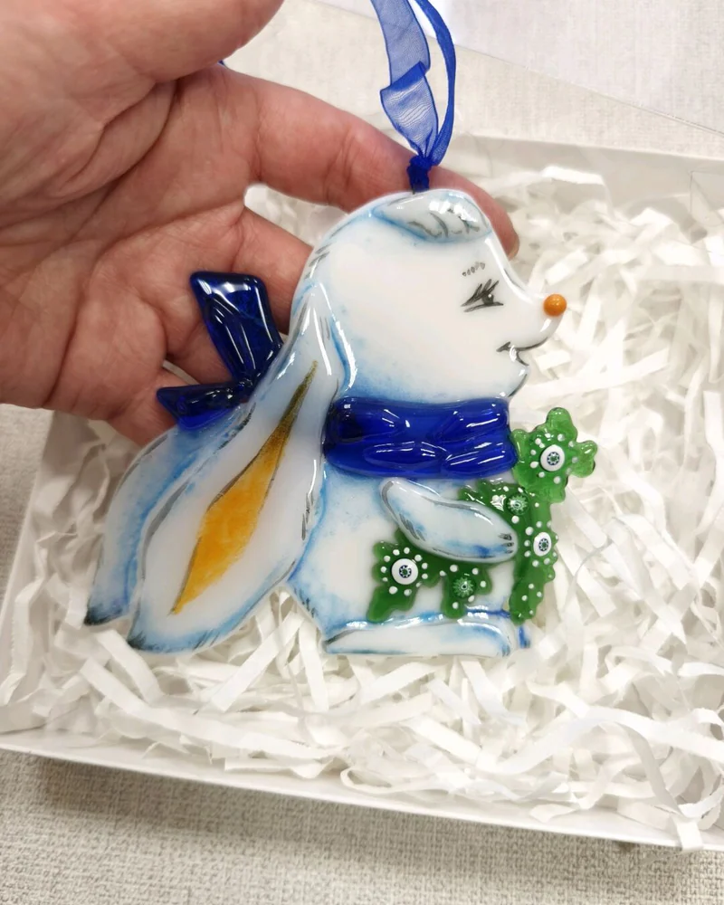 Новогодний сувенир Елочная игрушка Зайка