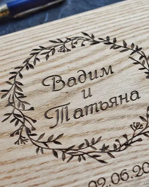 Свадебная книга пожеланий Memory из кожи и дерева — Синий
