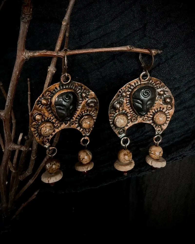 Серьги «Птицы-сестрицы» — Яшма