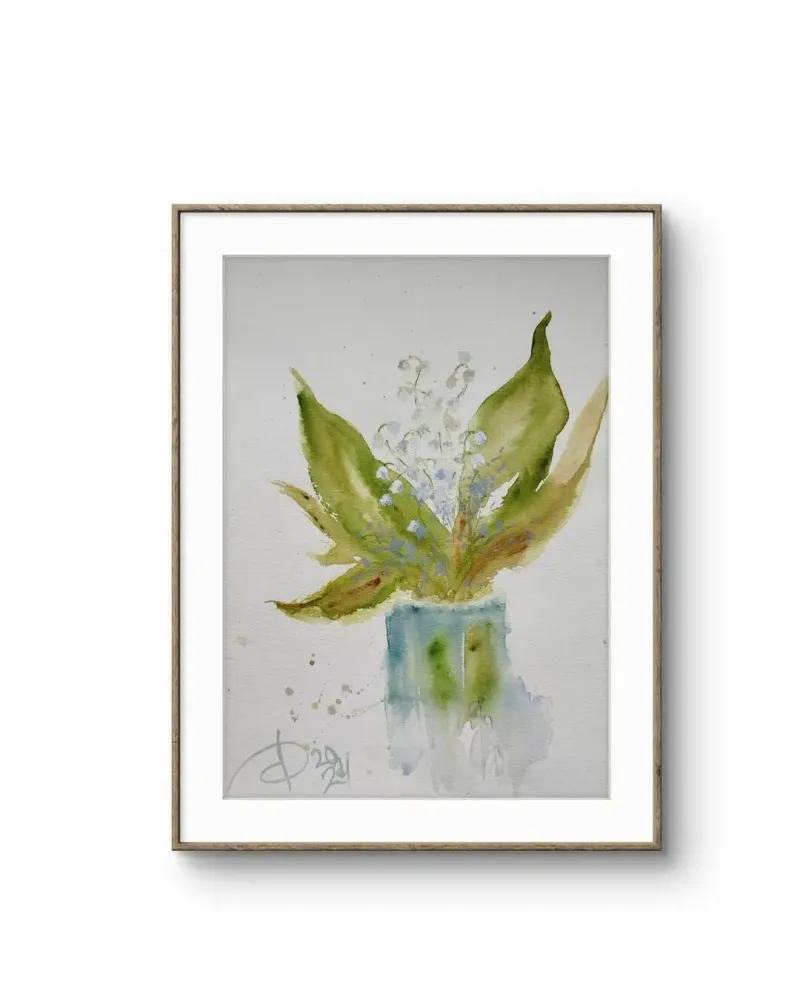 Ландыши. Картина акварелью — 21×30 см
