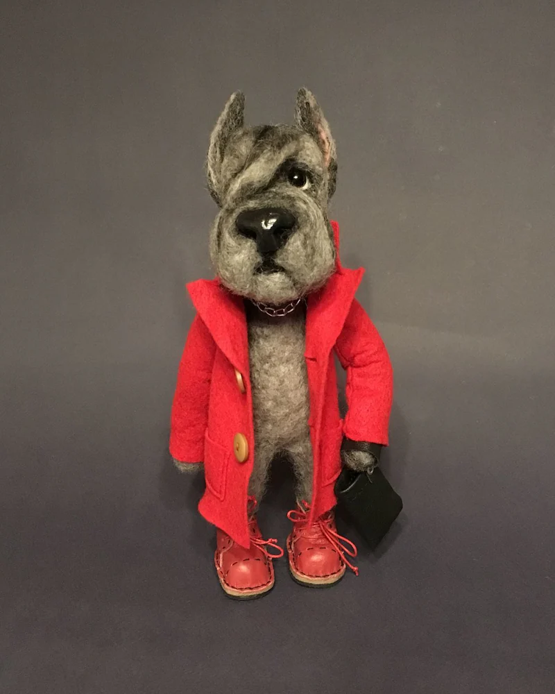 Миттельшнауцер. Игрушка из шерсти