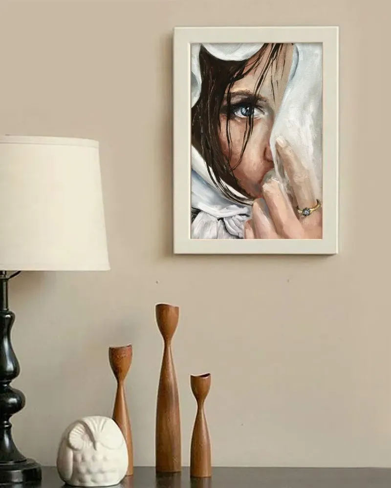 Девушка в платке. Картина маслом 20×30 см — 20×30 см