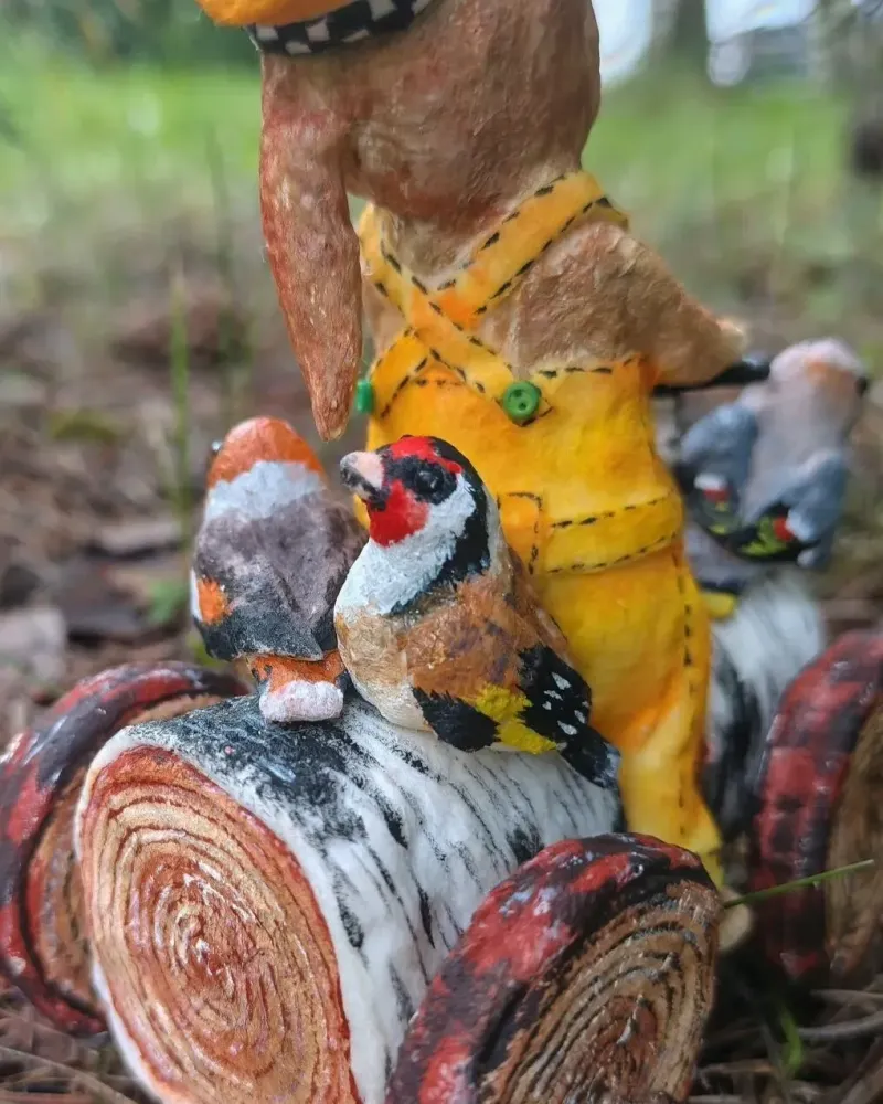 Ватная игрушка «Лесное такси» — 10,5×12×6 см
