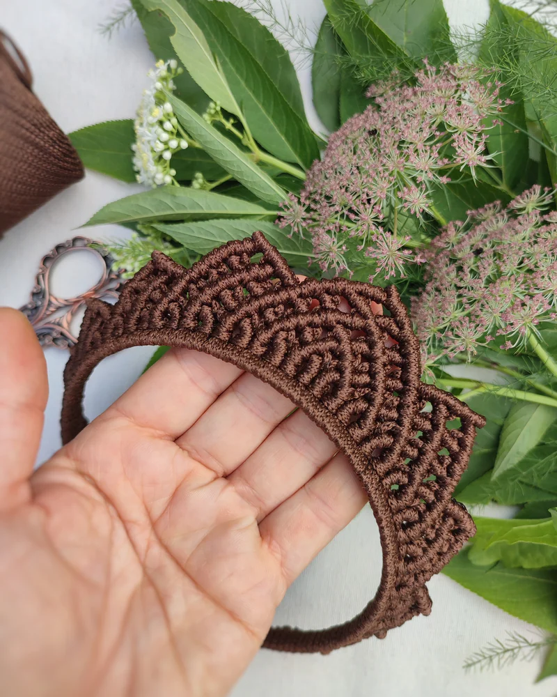Кокошник макраме Царевна малая шоколад