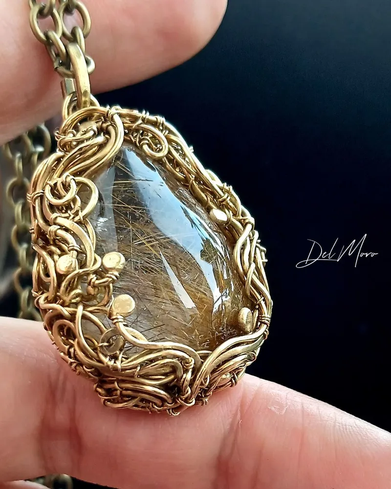 Кулон «Venus Gold» с рутиловым кварцем — Коричневый, Рутиловый кварц 1