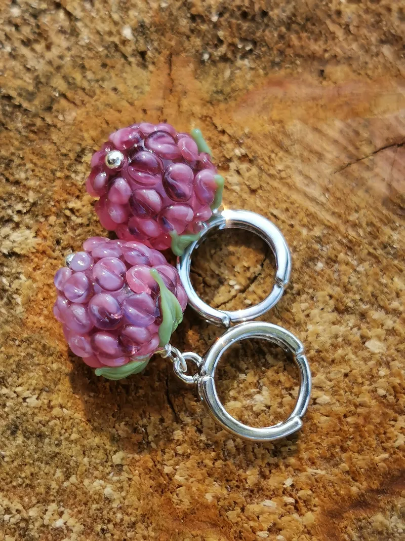Серьги «Малинки» из стекла