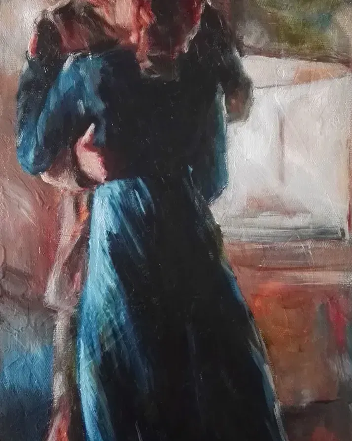 Двое у окна. Картина маслом 30×60 см — 30×60 см