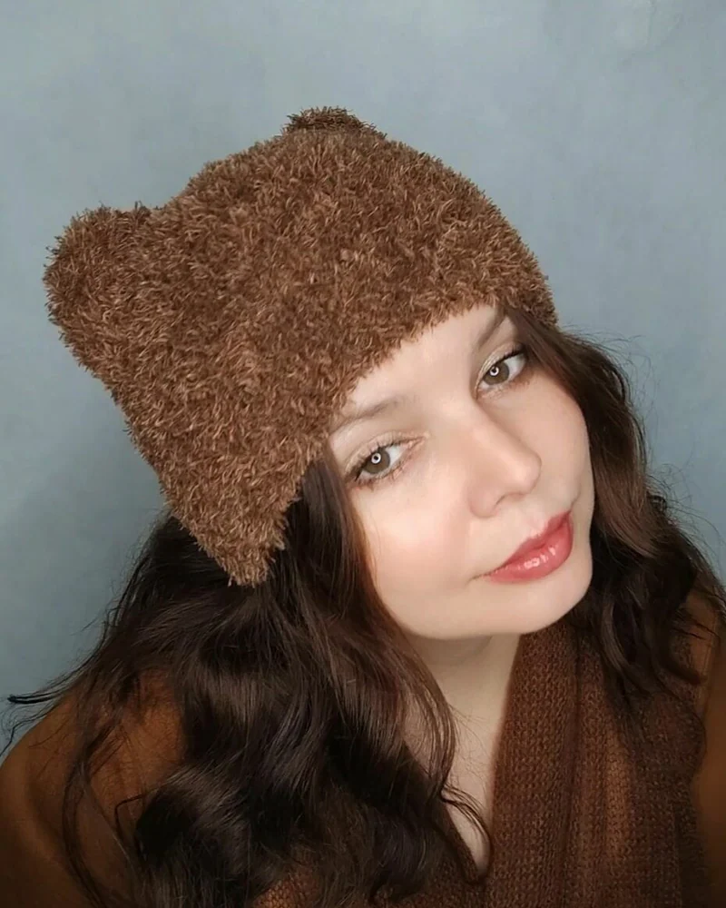 Шапка с ушками женская шапка вязаная