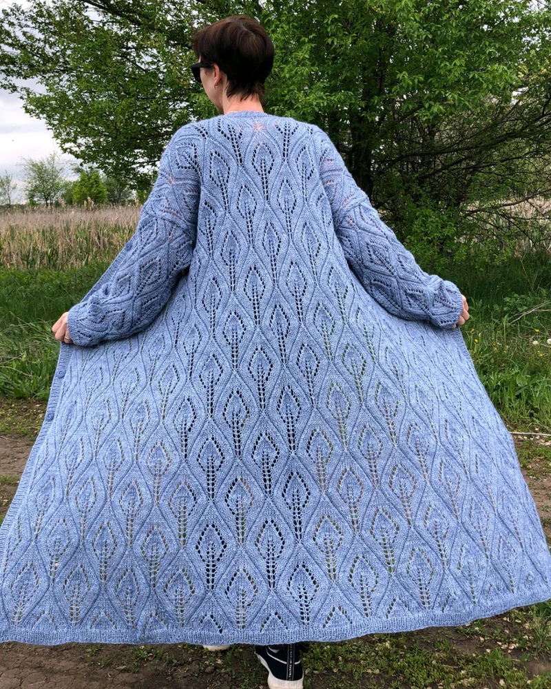 Фиолетовый Женский кардиган — Ажурный кардиган