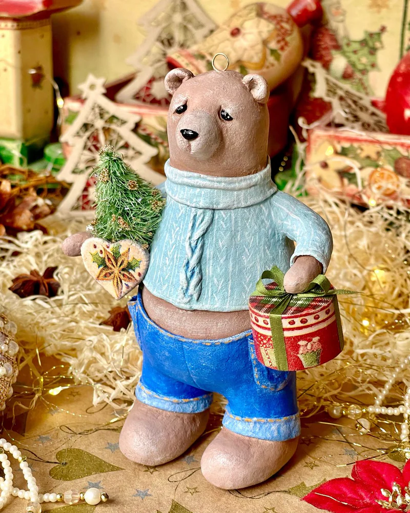 Ватная игрушка Мишки с подарками