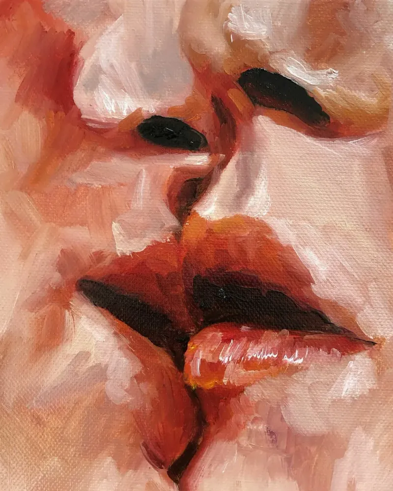 Поцелуй. Картина маслом 20×20 см — 20×20 см