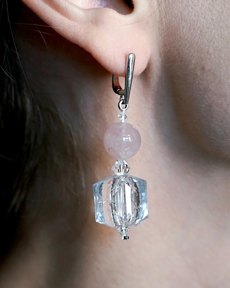 Серьги с розовым кварцем — Серьги с розовым кварцем
