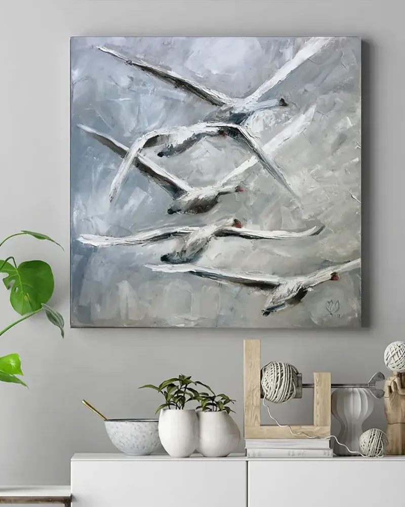Гуси. Картина маслом 40×40 см — 40×40 см