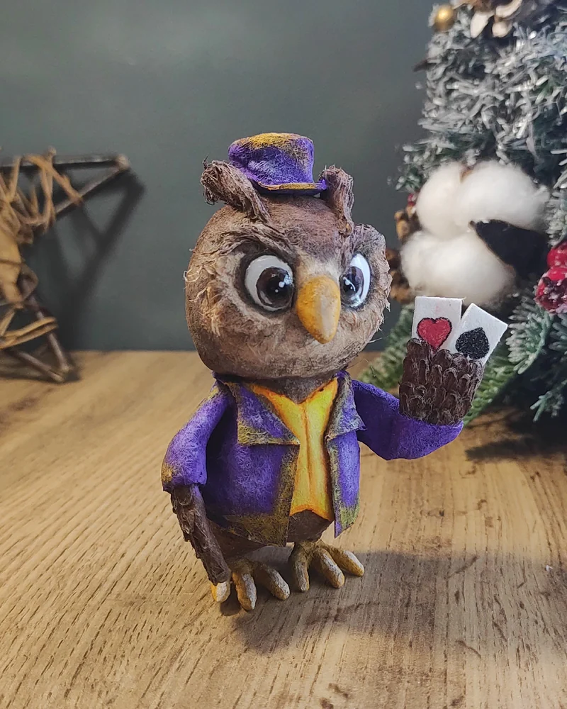 Ватная игрушка «Сова-фокусник»