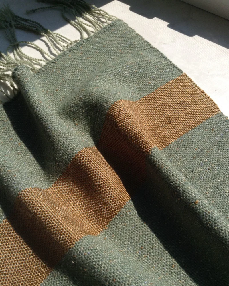 Шарф Olive&Copper, шерсть и шёлк, оливковый — Основной