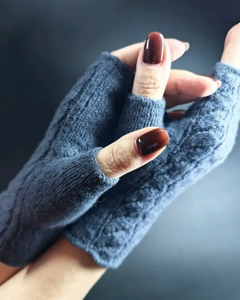 Ажурные митенки из мериноса — Голубые — Голубые