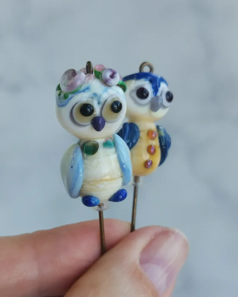 Брошь-игла «Совёнок», синяя — Основной