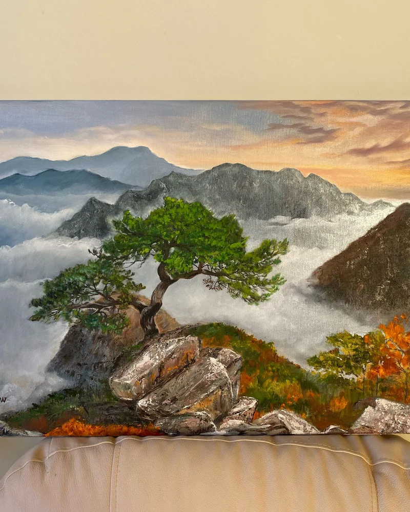 Картина маслом Пейзаж Горы, Сосна 50×70 см — Оригинал
