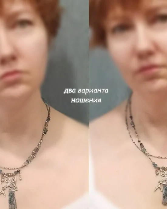 Колье Брызги, апатит, бисер, авторская фурнитура