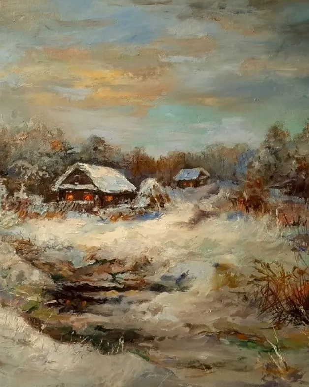 Картина «Зимний вечерок» — мультиколор