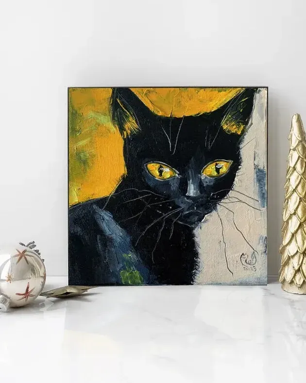 Кошечка. Картина маслом 20×20 см — 20×20 см