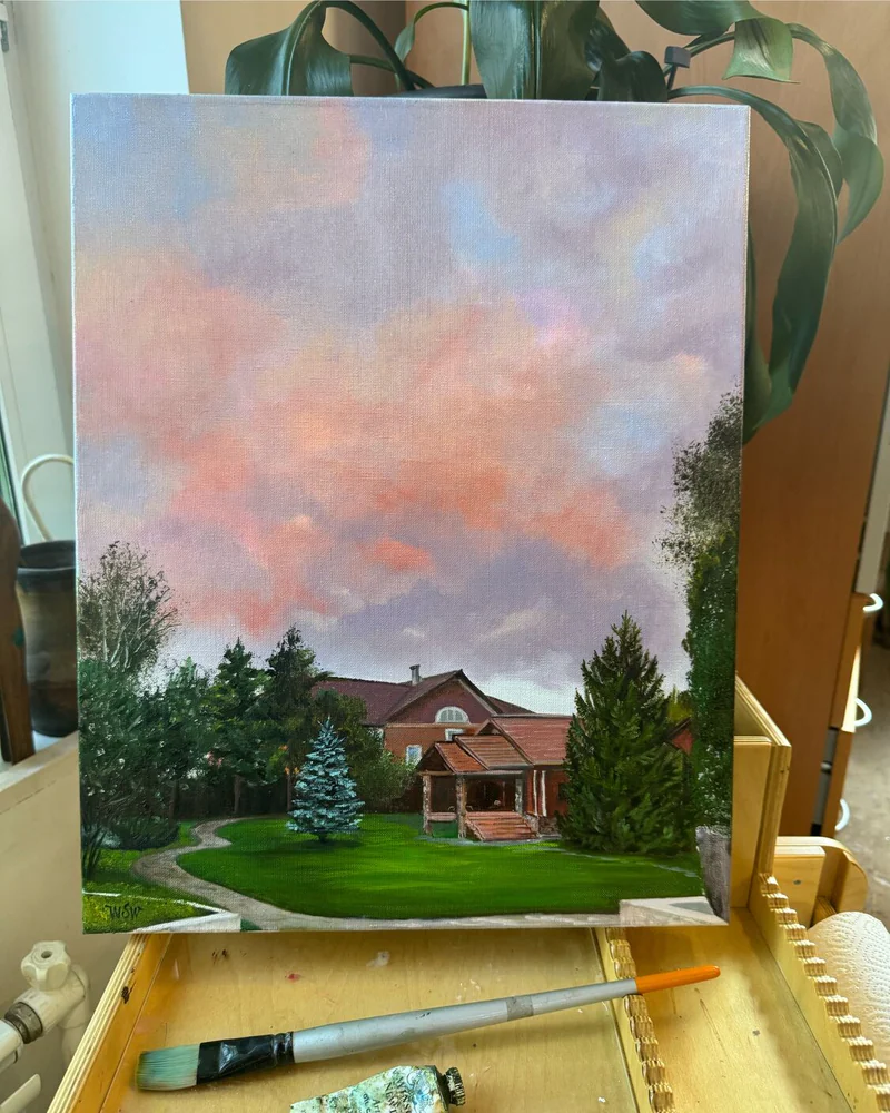 Картина маслом, пейзаж, закат 40×50 см — Оригинал