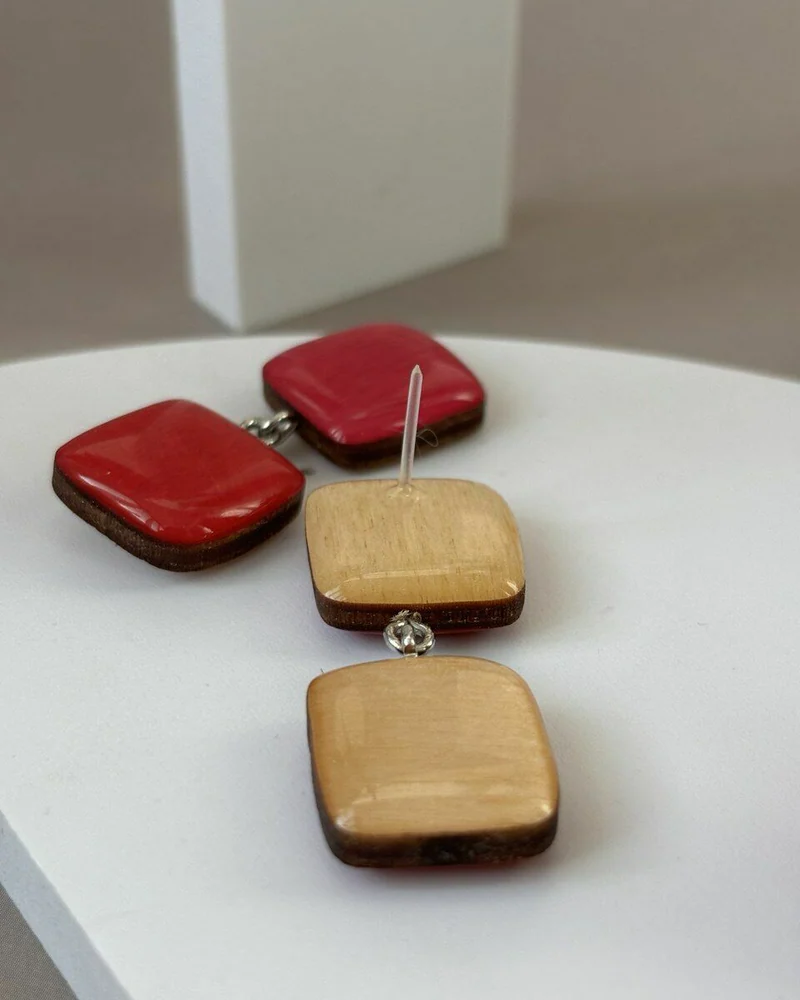 Серьги женские деревянные