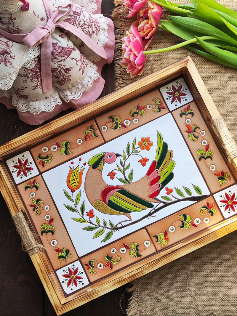 Поднос кедровый «Русские узоры», 40×30 см