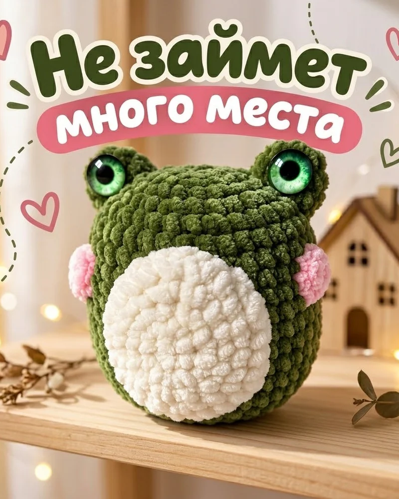 Плюшевая лягушка — зеленый,10 см