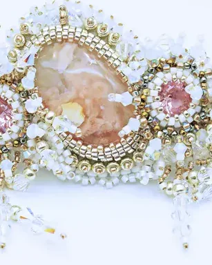 Заколка с агатом и Swarovski ручной работы