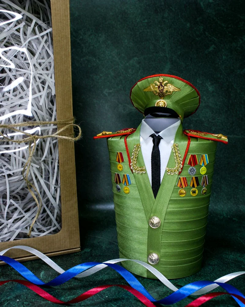 Съемный чехол на бутылку Генерал военный МО, подарок на 23 февраля