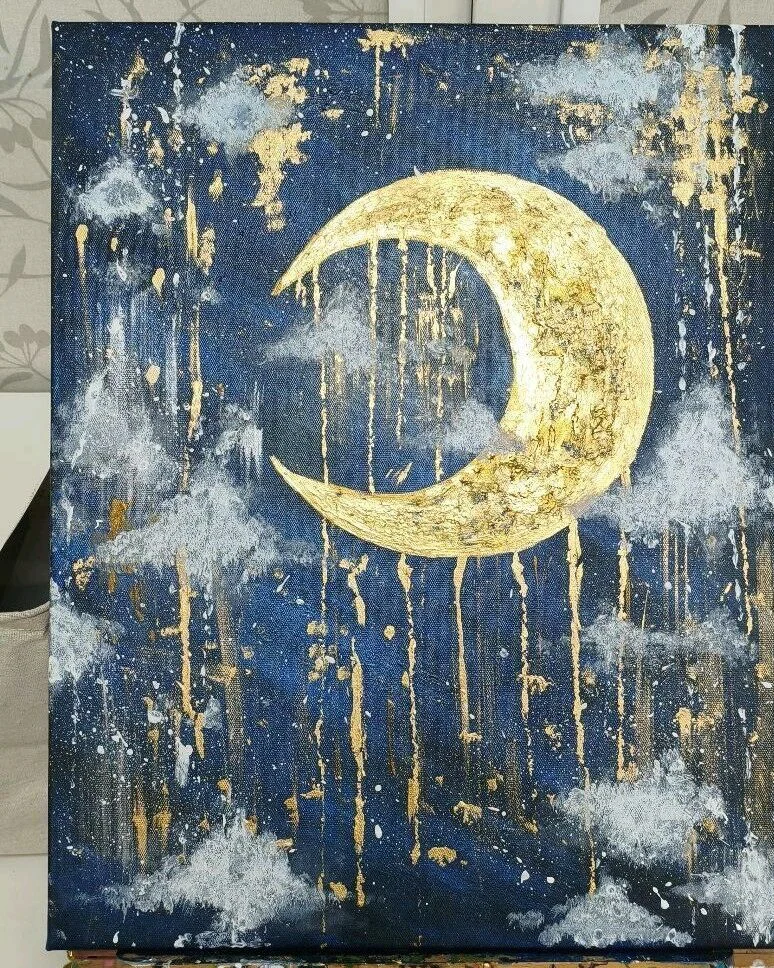 Картина «Ночь», акрил и поталь, 40×50 см — 40×50 см
