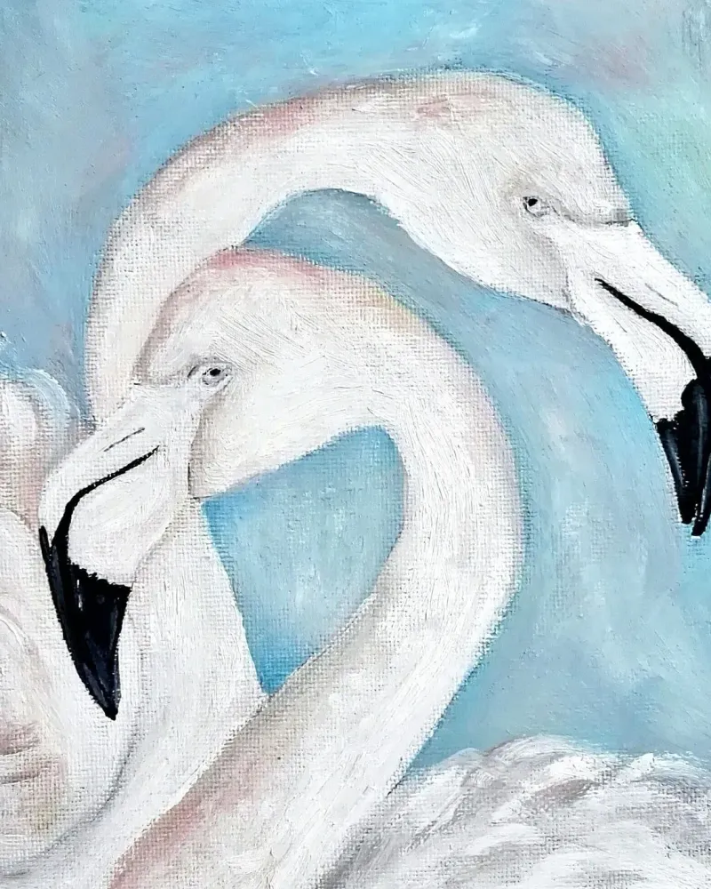 Фламинго. Картина маслом 20×20 см — 20×20 см