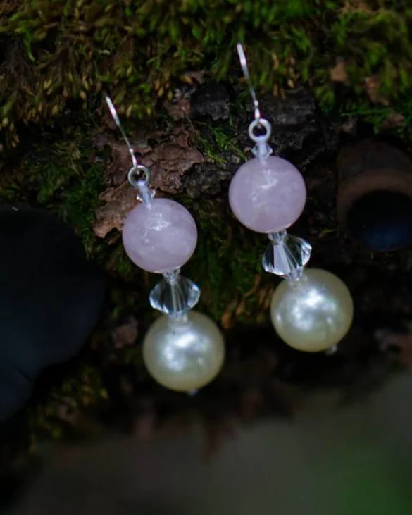 Серьги с розовым кварцем — Серьги с розовым кварцем
