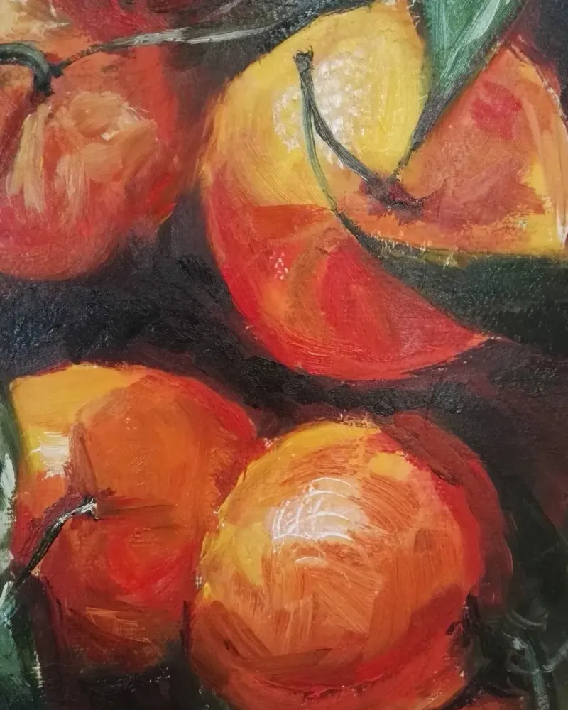 Мандарины и лимон. Картина маслом 40×50 см — 40×50 см