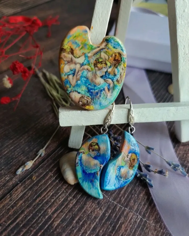 Серьги «Балерины Дега» с росписью — Основной