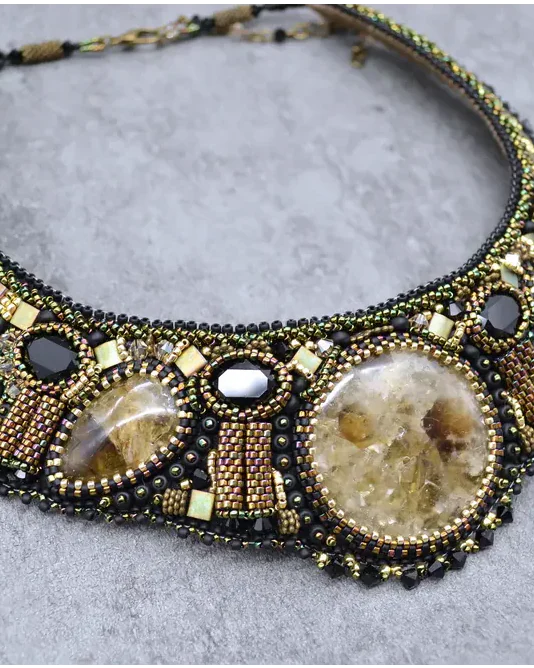 Авторское колье с цитрином и Swarovski