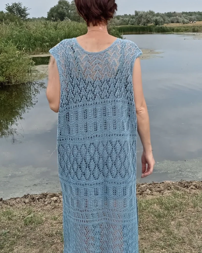 Зелёный Платье пляжное — Платье льняное