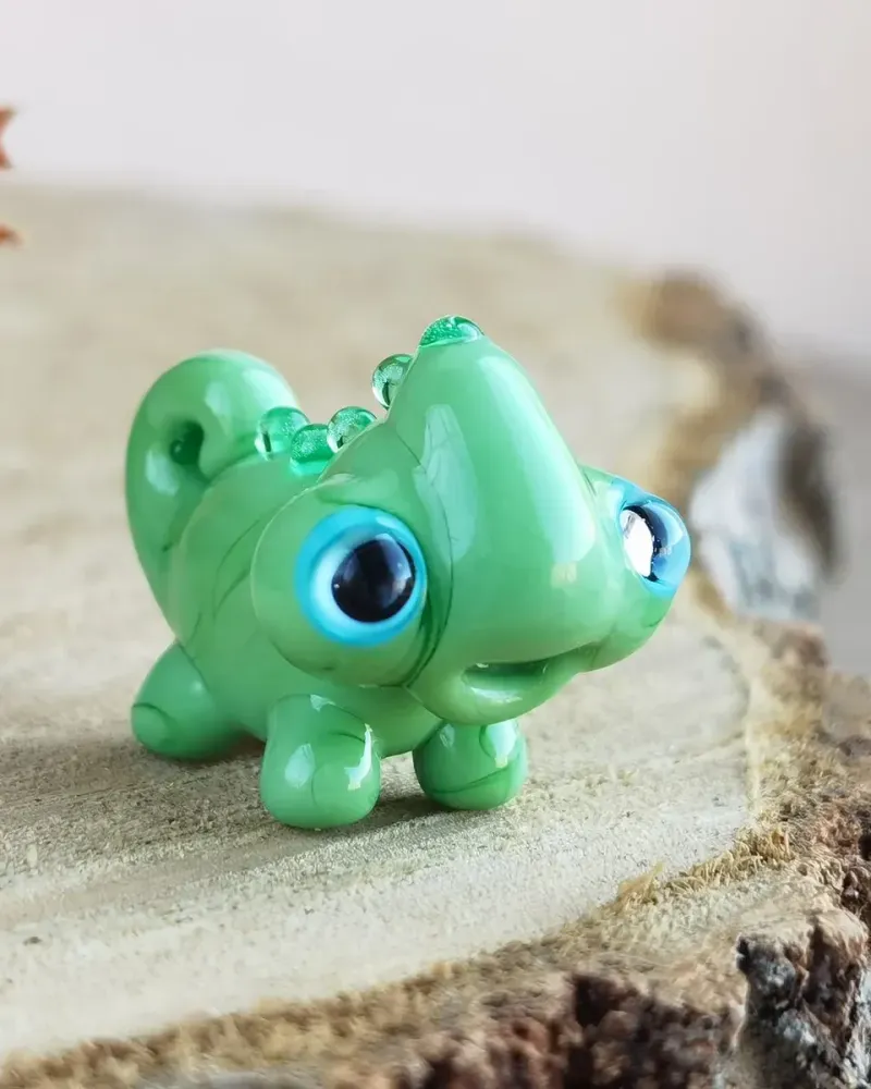 Стеклянная фигурка «Хамелеон» — Зелёный
