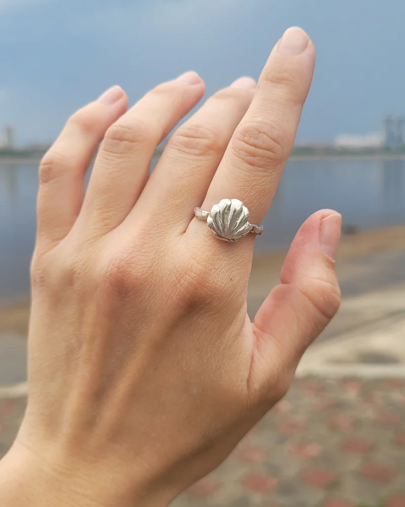 Кольцо серебряное 925 пробы — Ракушка