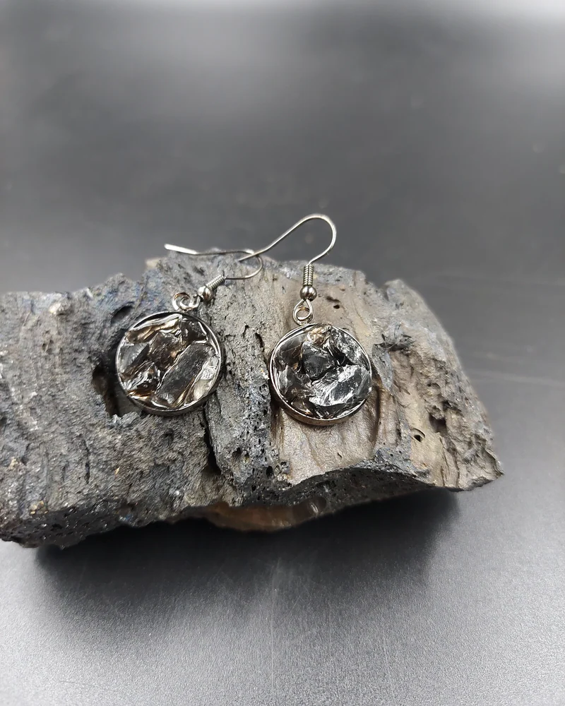 Серьги с обсидианами 1,8см