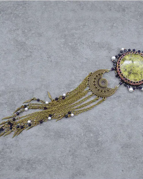 Авторский кулон со змеевиком и Swarovski