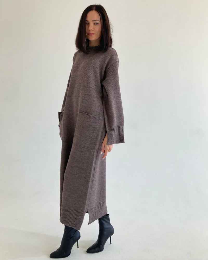 Вязаное платье Кофейное